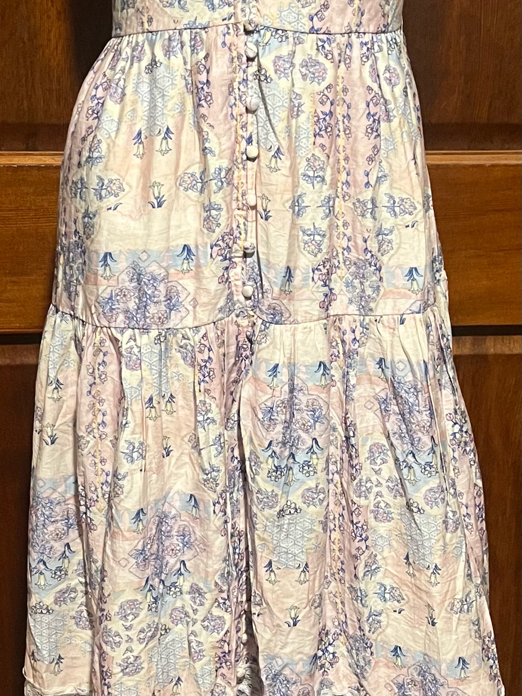 Windsor Pale Pink Floral Tiered Button-Front Maxi Skirt